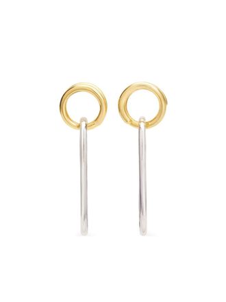 Courr&egrave;ges Holy Union dangle earrings - women - Bronze/Brass - One Size - Silver