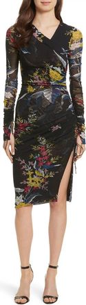 Diane Von F&uuml;rstenberg Ruched Floral Dress In Black