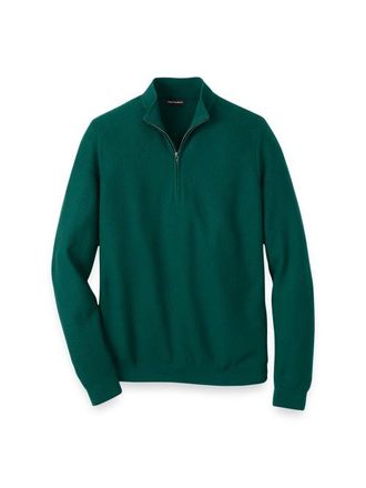 Paul Fredrick Silk Cotton Cashmere Quarter Zip Mock Neck Sweater in Green at Nordstrom, Size Xx-Large
