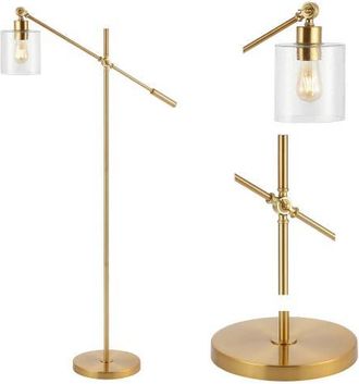 Jonathan Y Designs Kathryn Classic 60 Iron/Seeded Glass Adjustable Head Modern LED Floor Lamp, Brass Gold at Nordstrom