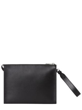 Fendi Mens Clutch Squared Ff Black Leather Bags