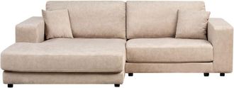 Beliani Beliani - Minimalistic Right Corner Sofa Velvet Upholstery Additional Cushions 3 Seater Beige Lofoten