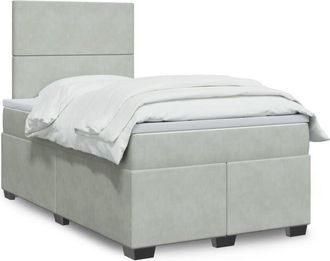 vidaXL Vidaxl - Cama Box Spring Con Colch&oacute;n Terciopelo Gris Claro 120x190 Cm