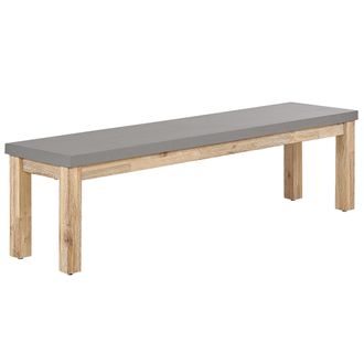 Beliani Banco De Jard&iacute;n Tablero De Cemento Reforzado Con Base De Madera Gris 3 Plazas 180 X 90 Cm Para Exteriores Muebles Industriales Modernos Para Patio Ost