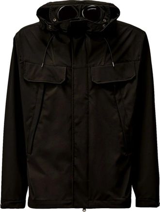 C.P. Company Zwarte Goggle Jas met Verborgen Bril - Heren - Zomerjassen - Zwart - M - Jassen