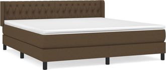 vidaXL Vidaxl - Cama Box Spring Con Colch&oacute;n Tela Marr&oacute;n Oscuro 180x200 Cm