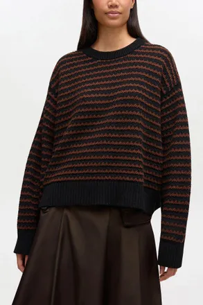 Ganni Brown Stripe Wool Mix Jumper - Size XXS/XS
