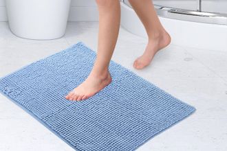 TJ Hughes Noodle Soft Touch Non-Slip Bathroom Rug in Blue - TJ Hughes