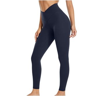 Generic 2025 Yoga Pants for Women High Waist V Crossover Design with Pocket Bootcut Trousers Casual Compression Flare Leggings Workout Gym Yoga Stretchy Pants