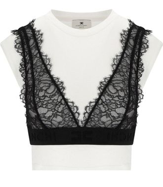 Elisabetta Franchi T-Shirt With Lace Bralette