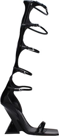 The Attico Black Leather Stiletto Heel Womens Sandals