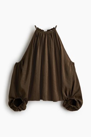 H&M Cold-Shoulder-Bluse - Dunkles Khakigr&uuml;n
