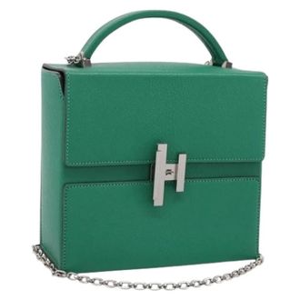 Herm&egrave;s Pre-owned Hand Bag - Dames - Pre-owned - Groen - Maat: ONE Size Leer