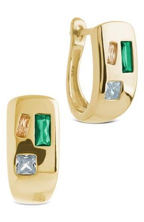 Sterling Forever Bristol Art Deco Huggie Hoop Earrings in Gold at Nordstrom Rack