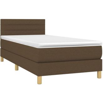 vidaXL Cama Box Spring Con Colch&oacute;n Led Tela Marr&oacute;n Oscuro 80x200 Cm Vidaxl