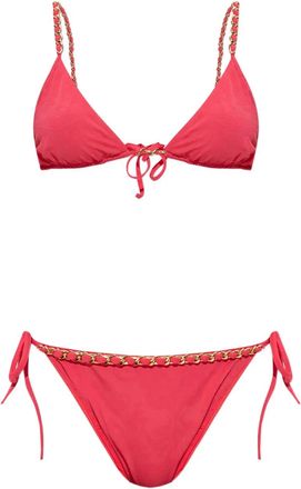 Balmain Bikini a triangolo con dettaglio a catena - Rosa