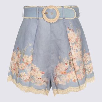 Zimmermann Light Blue Linen Shorts
