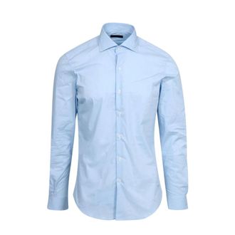 Fay Overhemd met Franse kraag - Heren - Zakelijke Overhemden - Blauw - XL - Katoen - Overhemden