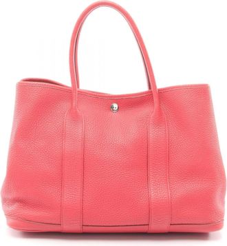 Herm&egrave;s Pink Leather Handbag Tote Bag (Pre-Owned)