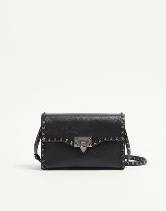 Valentino Garavani Small Rockstud Grainy Calfskin Crossbody Bag Wo