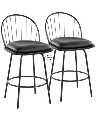 LumiSource Set Of 2 Riley Claire 26In Fixed-Height Counter Stools