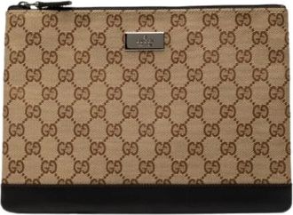 Gucci Pre-owned Canvas Clutch - Dames - Vintage Clutch - Beige - ONE Size - Leer - Vintage