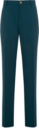Versace Wollen Broek - Heren - Straight fit broeken - Blauw - L - Wol - Broeken