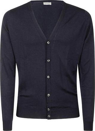 John Smedley vest met V-hals - Blauw