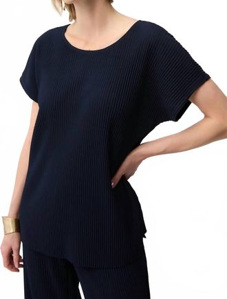 Joseph Ribkoff Pleated Scuba Crepe Boxy Top In Navy