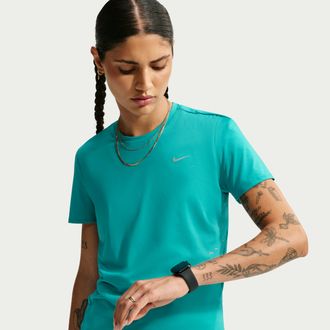 Nike Womens Swift Dri-FIT Short-Sleeve Running Top in Green | IU1052-300