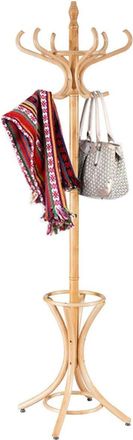 Costway Costway - Perchero De Pie Madera 184cm Perchero &Aacute;rbol Con Soporte 12 Perchas Para Colgar Ropa Sombrero Para Habitaci&oacute;n Hogar Oficina (color Natural)