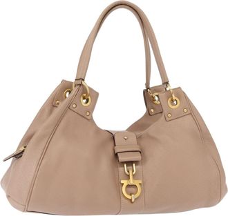 Ferragamo Gancini Handbag Leather Leather Handbag (Pre-Owned)