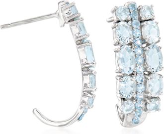 Ross-Simons Aquamarine and. Swiss Blue Topaz Earrings in Sterling Silver