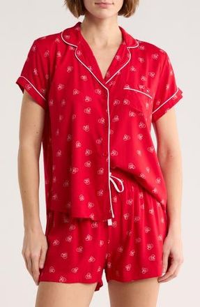 Tommy Hilfiger Piped Trim Pajamas in Curvy Heart Tango Red at Nordstrom Rack, Size X-Large