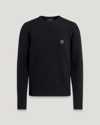Belstaff Watch Crewneck Jumper Mens Lambswool Black Size 2XL
