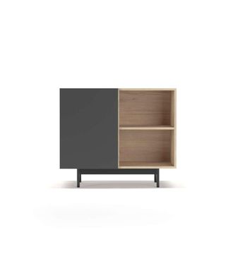 HERDASA Herdasa - Mueble Auxiliar Modelo 601-2 Acabado En Roble/grafito. 78 Cm (alto) X 90 Cm (ancho) X 34 Cm (prof.)