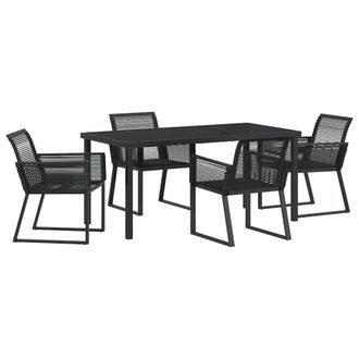 Berkfield Home 5 Piece Garden Dining Set Black Poly Rattan