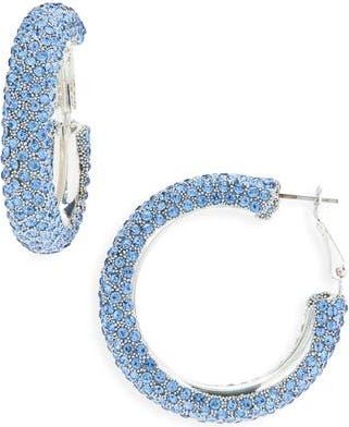 Nordstrom Rack Faceted Stone Hoop Earrings in Blue- Silver at Nordstrom Rack