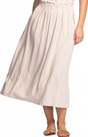 Pink Martini Carter Linen Midi Skirt In Beige