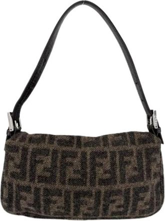 Fendi Pre-owned Vintage Shoulder Bag - Dames - Vintage Schoudertas - Bruin - ONE Size - Wol - Vintage