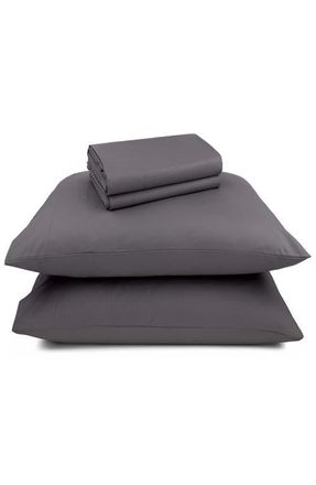 California Design Den Signature Comfort 100% Egyptian Cotton Breatheable Percale Sheet Set in Grey at Nordstrom, Size California King