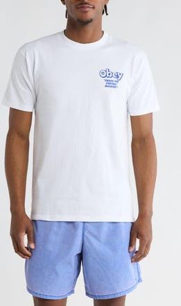 Obey Smash the Control Machine Cotton Graphic T-Shirt in White at Nordstrom Rack, Size X-Large