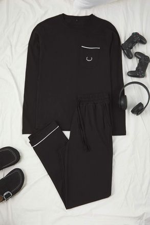 Trendyol MAN Heren Pyjamaset met Dierenprint, Lange Casual/Casual Normale Stijl