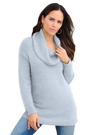 Roaman's Eyelash Cowl Neck Sweater in Pearl Grey at Nordstrom, Size 36