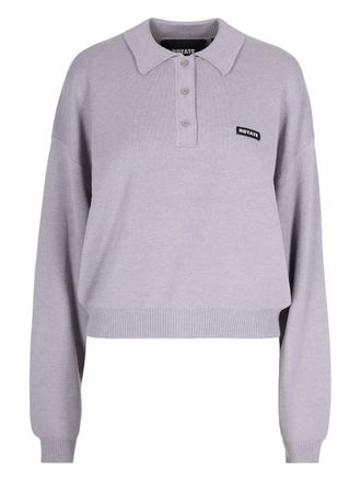 Rotate Slinky Knit buttoned polo top - Grijs
