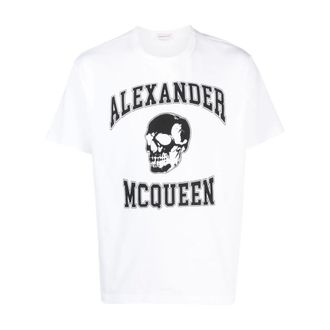 Alexander McQueen Alexander McQueen, T-Shirts, male, White, Size: XL Graphic Print White Cotton Tee
