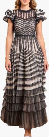 Needle & Thread La Vie En Rose Round Neck Gown in Cream/graphite at Nordstrom, Size 12