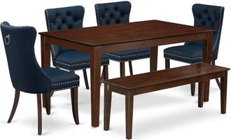 East West Furniture 6 Piece Dinette Set Consists of a Rectangle Dining Table