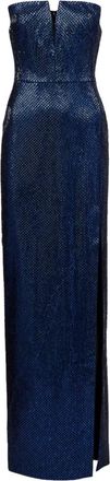 Roland Mouret Abito lungo senza spalline con strass - Blu