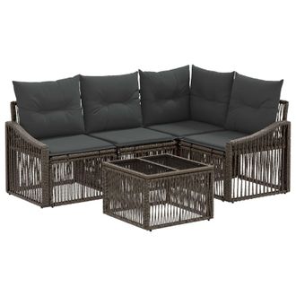 vidaXL Conjunto De Sof&aacute;s De Jard&iacute;n 5 Pcs Gris Rat&aacute;n Sint&eacute;tico Vidaxl